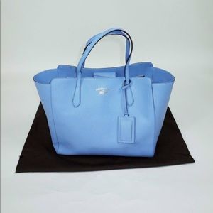 Gucci Leather Swing Tote Baby Blue